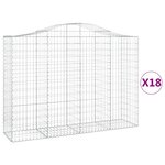 vidaXL Paniers à gabions arqués 18 Pièces 200x50x140/160 cm Fer galvanisé
