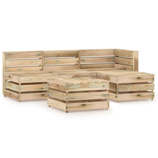 vidaXL Salon de jardin 5 Pièces Bois de pin imprégné de vert