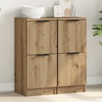 vidaXL Buffets 2 Pièces chêne artisanal 30x30x70 cm bois d'ingénierie