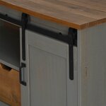 vidaXL Meuble TV HALDEN porte coulissante gris 110x40x60cm bois massif