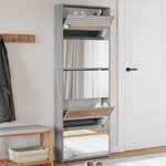 vidaXL Armoire à chaussures miroir 5 niveaux sonoma gris 63x17x169 5cm