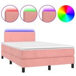 vidaXL Sommier à lattes de lit et matelas LED rose 120x190 cm velours