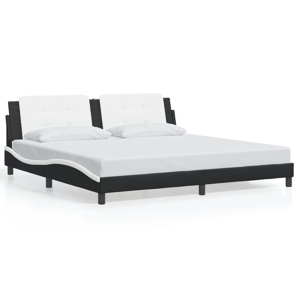 vidaXL Cadre de lit sans matelas noir et blanc 200x200 cm similicuir