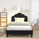 vidaXL Cadre de lit pour enfants avec tête de lit Noir 90 x 200 cm