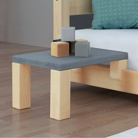 Table de chevet à fixer sur le lit - Gris et bois naturel - 23 x 32 x 41 cm