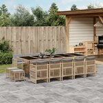 vidaXL Ensemble à manger de jardin et coussins 15 Pièces mélange beige