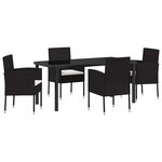 vidaXL Ensemble de salle à manger pour jardin 5 Pièces Noir Poly rotin