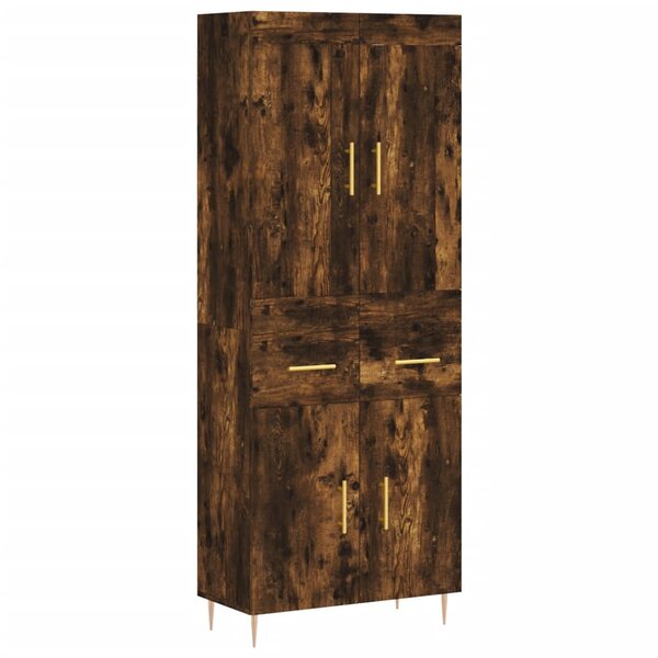 vidaXL Buffet haut Chêne fumé 69 5x34x180 cm Bois d'ingénierie
