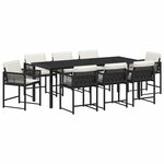 vidaXL Ensemble de salle à manger pour jardin 9 Pièces Noir polyrotin