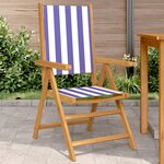 vidaXL Chaises de jardin lot de 2 bleu/blanc bois acacia massif tissu