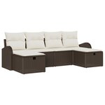 vidaXL Set de canapé de jardin 6 pièces avec coussins en poly rotin marron.