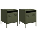 vidaXL Tables de chevet 2 Pièces vert olive 35x39x43 5 cm acier