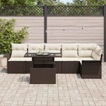 vidaXL Ensemble de canapé de jardin 7 Pièces Marron Poly rotin