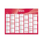 Calendrier Mural  2025 - 14 Mois - 27 x 21 cm - Couleur Rouge