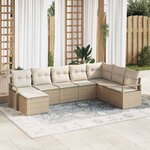 vidaXL Ensemble de canapé de jardin avec coussin 8 Pièces Beige et crème