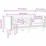 vidaXL Canapé Chesterfield Autre Noir 174 x 74.5 x 70.5 cm Velours