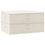 vidaXL Boîtes de rangement 2 Pièces Tissu 70x40x18 cm Crème