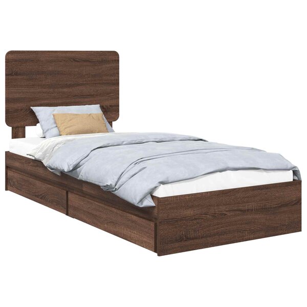vidaXL Lit de Rangement Chêne brun 75 x 190 cm Bois d'ingénierie