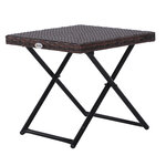 Table basse pliable de jardin style cosy chic dim. 40l x 40l x 40h cm métal époxy résine tressée imitation rotin marron