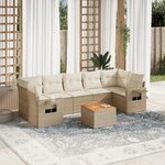 vidaXL Salon de jardin avec coussins 8 Pièces beige résine tressée