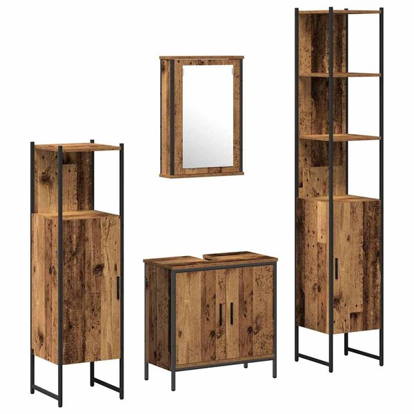 vidaXL Ensemble de mobilier de salle de bain avec étagère 4 Pièces Marron