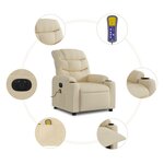 vidaXL Fauteuil inclinable de massage électrique crème tissu