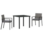 vidaXL Ensemble de salle à manger de jardin 3 pièces gris Poly rotin