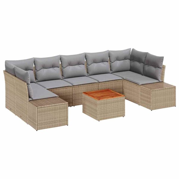 vidaXL Ensemble de canapé de jardin 8 Pièces Beige et Gris clair