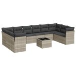 vidaXL Salon de jardin 11 Pièces avec coussins gris clair résine tressée