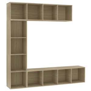 vidaXL Jeu de bibliothèque/meuble TV 3 Pièces Chêne sonoma 180x30x180 cm