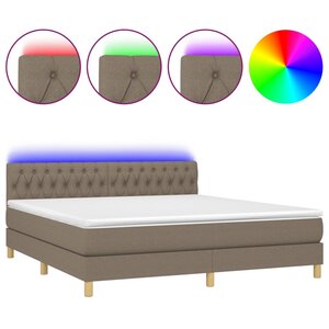 vidaXL Sommier à lattes de lit avec matelas LED Taupe 180x200 cm Tissu