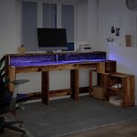 vidaXL Bureau avec lumières LED vieux bois bois d'ingénierie
