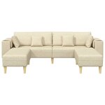 Sofa en tissu avec coussin 3 Pièces Crème 208 cm tissu