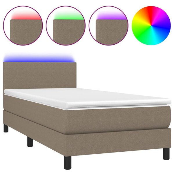 vidaXL Sommier à lattes de lit avec matelas LED Taupe 90x190 cm Tissu
