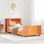 vidaXL Cadre de lit sans matelas cire marron 75x190 cm bois pin massif