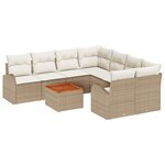 vidaXL Ensemble de canapé de jardin 9 Pièces Beige  blanc Grand Rotin