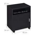Caisson de bureau mobile avec 3 compartiments dimensions 40 x 45 x 50 cm rangement pratique en mélamine noir 13_0009882