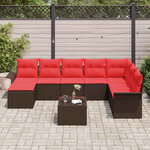vidaXL Ensemble de canapé de jardin 9 Pièces Marron polyrotin