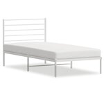 vidaXL Cadre de lit métal sans matelas avec tête de lit blanc 90x200cm