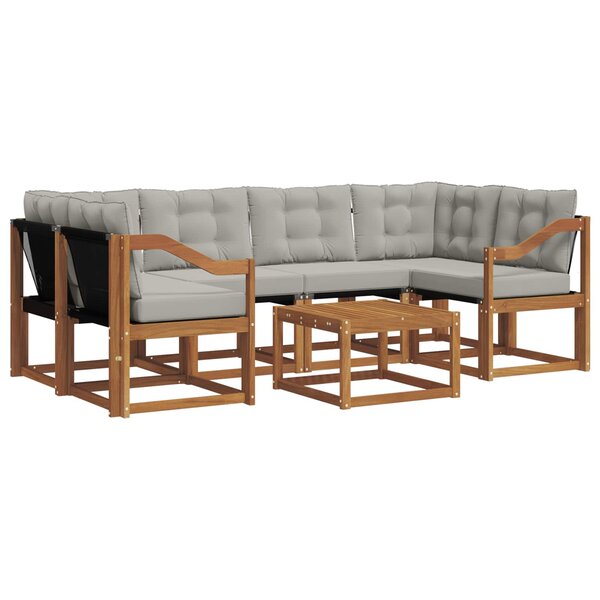 vidaXL Ensemble de canapés d'extérieur 7 Pièces Gris Naturel et Clair