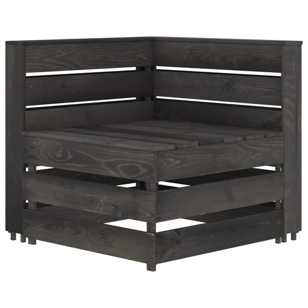 vidaXL Canapé d'angle palette de jardin gris bois de pin imprégné