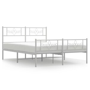 vidaXL Cadre de lit métal sans matelas et pied de lit blanc 140x200 cm
