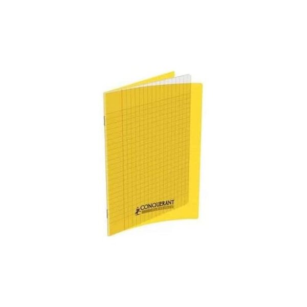 Cahier conquérant polypro agrafé 24x32 cm 140P 90G grands carreaux jaune CONQUÉRANT