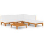 vidaXL Salon de jardin 6 Pièces avec coussins Bois d'acacia solide