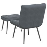 vidaXL Chaise de relaxation avec tabouret Gris foncé Velours