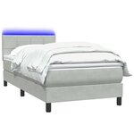 vidaXL Sommier à lattes de lit et matelas et LED gris clair 80x210 cm velours