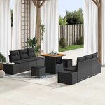 vidaXL Ensemble de canapé de jardin 9 Pièces Noir 80 x 80 x 71 cm