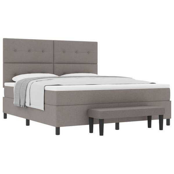 vidaXL Lit à ressorts avec matelas Taupe 180 x 200 cm tissu