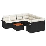 vidaXL Ensemble de canapé de jardin avec coussin 9 Pièces Noir et Crème