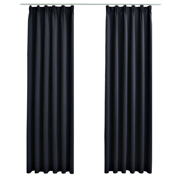 vidaXL Rideaux occultants avec crochets 2 Pièces Anthracite 140x175 cm